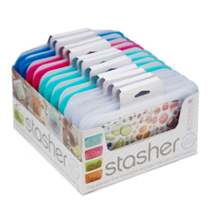 Stasher Snack Bag Tray - (4) Clear, (4) Aqua, (2) Raspberry, (2) Blueberry