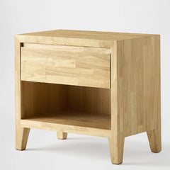 Silk & Snow - Nara Wooden Nightstand (Natural Rubberwood) - 1-Drawer