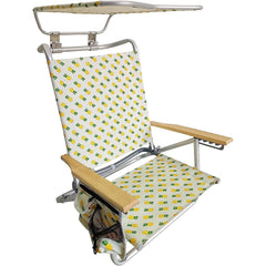 Bliss Folding Beach Chair W/canopy, Pocket, Cup Holder, &amp; Carry Straps - Pineapple