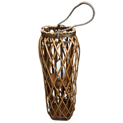 Barbara King 28 Square Wicker Lantern with Tiki Flame