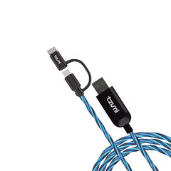 TZUMI LED 2 IN 1 GLOW CABLE 3FT BLUE