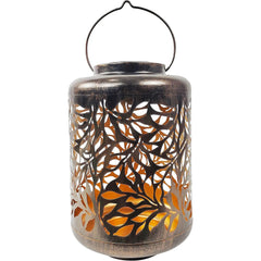 Bliss Large Decorative Outdoor Color Changing Solar Lantern-olive Leaf-brushed Bronze