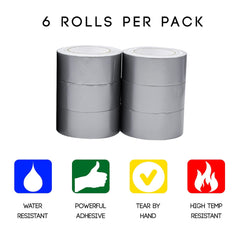 Gray Duct Tape - 6 Pack - 2 in x 90 ft