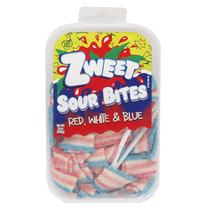ZWEET SOUR BITES RED, WHITE & BLUE 10oz - 48 ct Display  Priced and Sold By Each