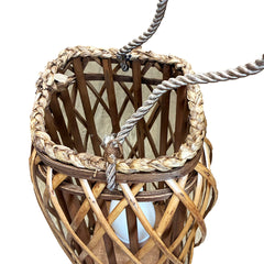 Barbara King 28 Square Wicker Lantern with Tiki Flame