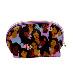 NYLON SMALL DOME COSMETIC BAG WITH MULTI WOMEN GRAPHIC