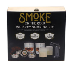Smoke On The Rock Whisky Smoking Kit 14pcs Kit - Comes With Wooden Storage Box