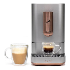 GE CAFÉ™ Affetto Automatic Espresso Machine - Steel Silver with Copper Accents