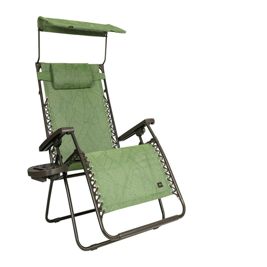 Bliss 26” Gravity Free Recliner W/ Pillow & Canopy & Side Tray - Green Banana Leaf