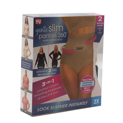Genie Slim Panties 360 2 pack Nude/Black 2X - Retail Box - As Seen On TV
