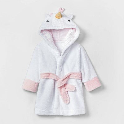 Cloud Island Unicorn Plush Hooded Bath Robe Size 6-9M