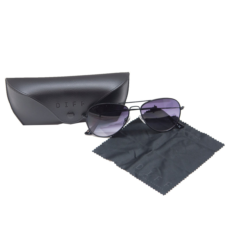 Load image into Gallery viewer, Diff Cruz Aviator Style Sunglasses - Black w/ Carry Case

