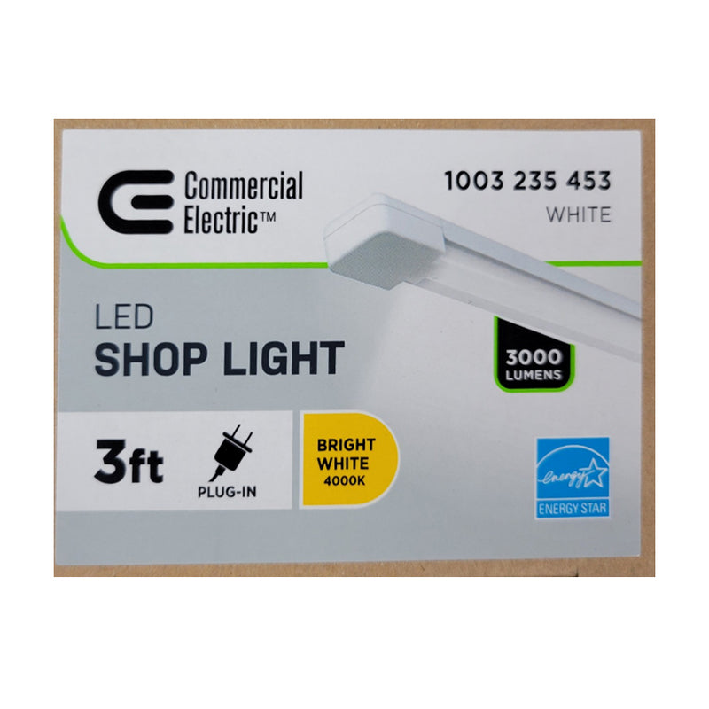 Load image into Gallery viewer, Commercial Electric Led Shop Light 3 ft plug in Bright White 4000K - 3000 Lumens
