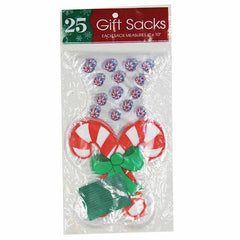 Cello Plastic Gift Bags 6 " X 10 " Candy Cane - 25 Count