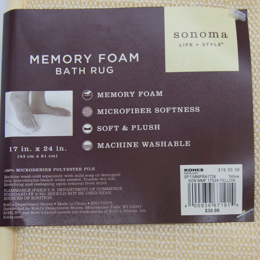 17X24" Sonoma Memory Foam Bath Mat Yellow