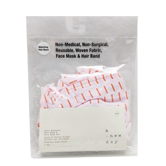 A New Day Adult Face Mask & Hair Band Set With Built In Filter Pocket