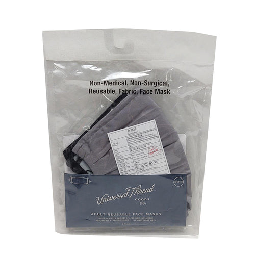 Universal Thread Adult Reusable Face Masks Black , Grey 2 pack