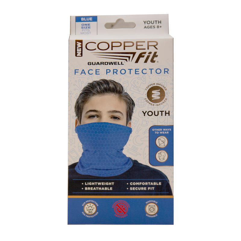 Load image into Gallery viewer, Copper Fit Guardwell Face Protector Youth Size - 12 Pink UPC # 7-54502-04590-7 - 12 Blue UPC # 7-54502-04589-1 - 24 Ct Display As Seen On TV
