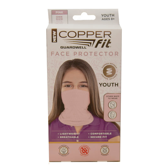 Copper Fit Guardwell Face Protector Youth Size - 12 Pink UPC # 7-54502-04590-7 - 12 Blue UPC # 7-54502-04589-1 - 24 Ct Display As Seen On TV