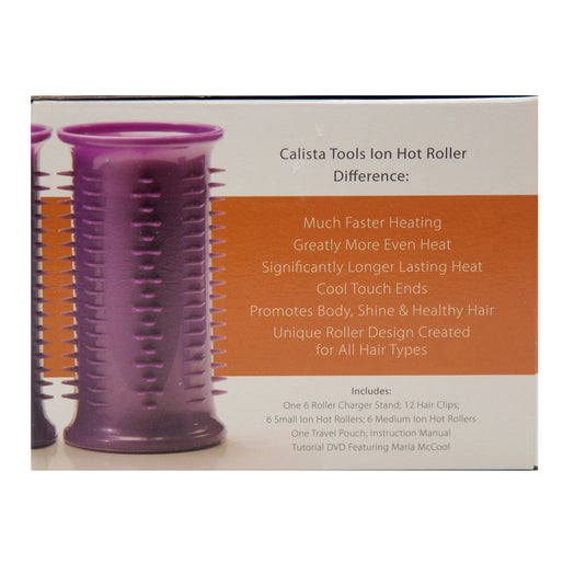Calista Short Hair Set of Ion Hot Rollers - 6 Small Rollers ,6 Medium Rollers, 12 Clips Base and Case - Repack Grade A