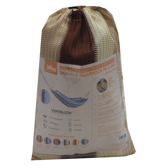 Bliss Breathable Double Hammock In A Bag Earthtone Stripe