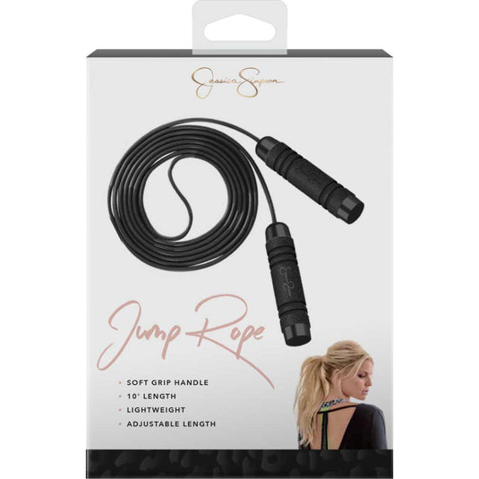 Jessica Simpson 10 FT Metallic Weighted Grip Jump Rope - Black