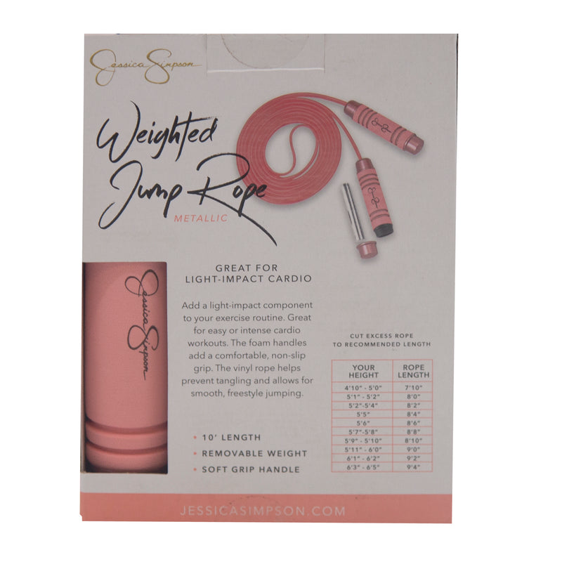 Load image into Gallery viewer, Jessica Simpson 10 FT Metallic Weighted Grip Jump Rope Pink
