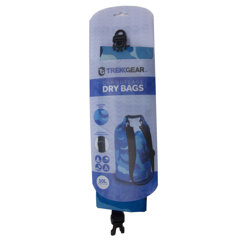 Load image into Gallery viewer, Bliss Trek 10 Liter Dry Bag w/ Adj Strap - Blue Camo
