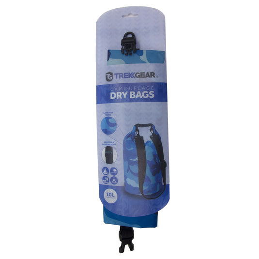 Bliss Trek 10 Liter Dry Bag w/ Adj Strap - Blue Camo