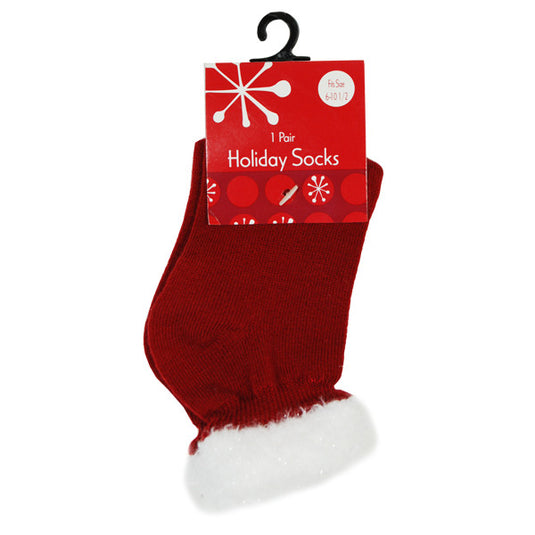Holiday Socks Red w/ Shiney Red Cuff size 6-10