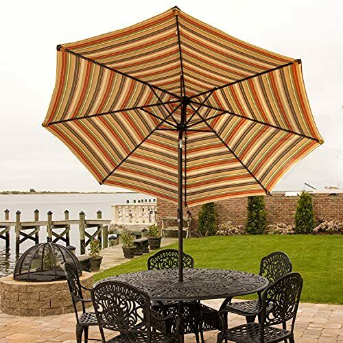 Load image into Gallery viewer, Bliss 9&#39; Aluminum Market Umbrella With Crank And Tilt Green Stripe
