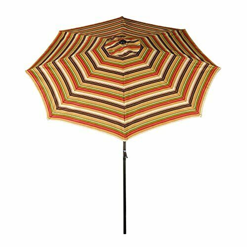 Bliss 9' Aluminum Market Umbrella With Crank And Tilt Green Stripe