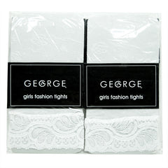 George Girls Fashion Tights (White w/Stirrups) - Size 12-16